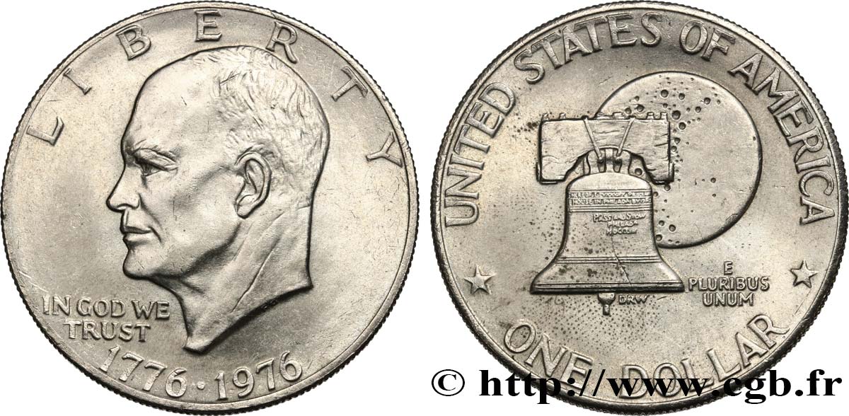ÉTATS-UNIS D AMÉRIQUE 1 Dollar Eisenhower bicentenaire 1976 Philadelphie SUP 