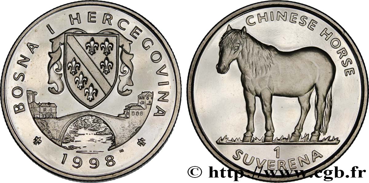 BOSNIA HERZEGOVINA 1 Suverena Proof cheval chinois 1998  MS 