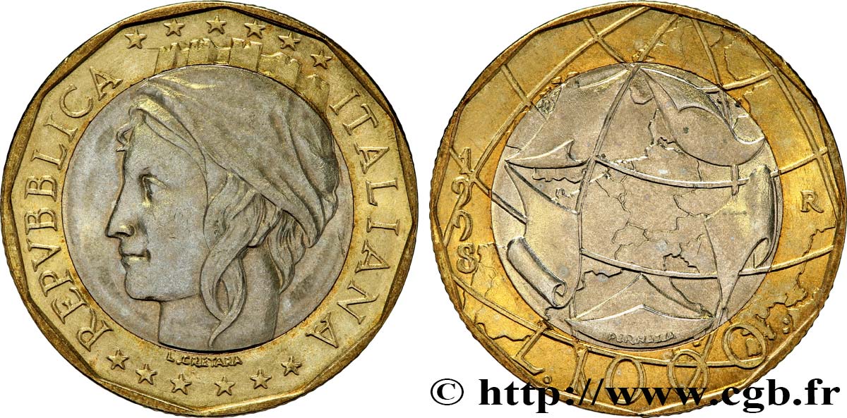ITALY 1000 Lire Union Européenne 1998 Rome - R MS 