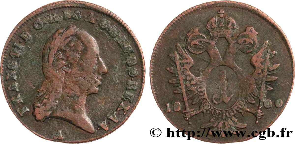 AUSTRIA 1 Kreuzer François / aigle 1800 Vienne MB 