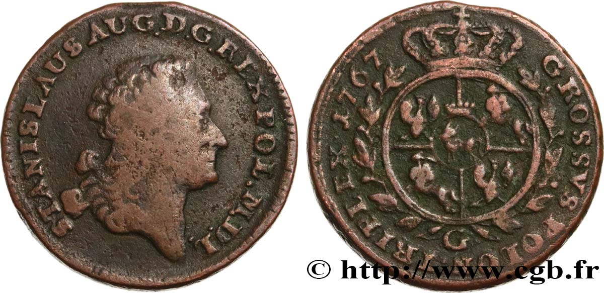 RÉPUBLIQUE DES DEUX NATIONS 3 Grosze (Troiak) Stanislas Auguste 1767 Varsovie B+ 