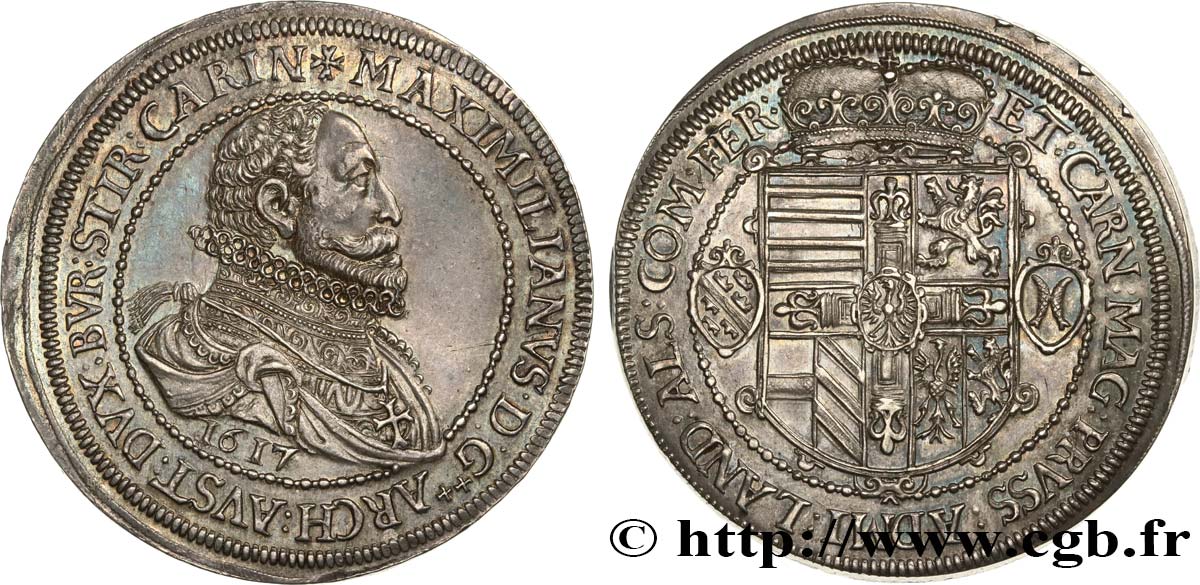 LANDGRAVIAT OF HAUTE-ALSACE - LEOPOLD V ARCHDUKE OF AUSTRIA Double thaler 1617 Ensisheim AU/MS 