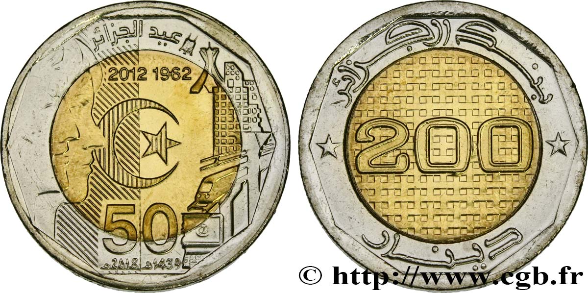 ARGELIA 200 Dinars 50e anniversaire de l’indépendance an 1433 2012  SC 