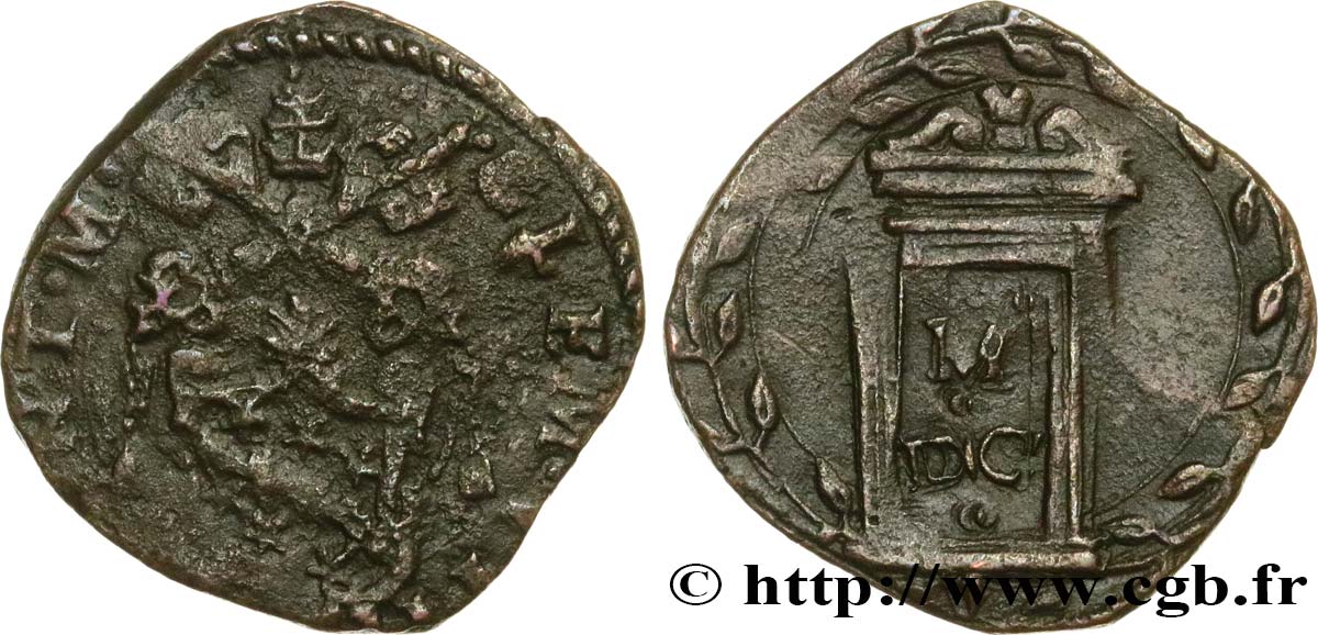 ITALY - PAPAL STATES - CLEMENT VIII (Ippolito Aldobrandini) Quattrino du Jubilé (1600) Rome F 