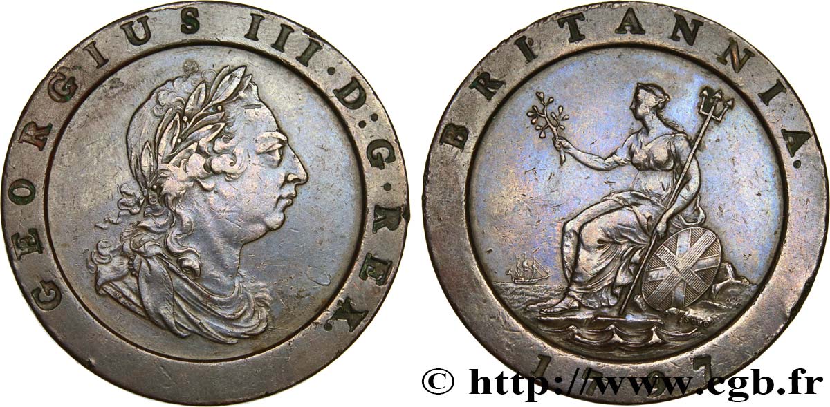 UNITED KINGDOM 2 Pence Georges III 1797 Soho AU 