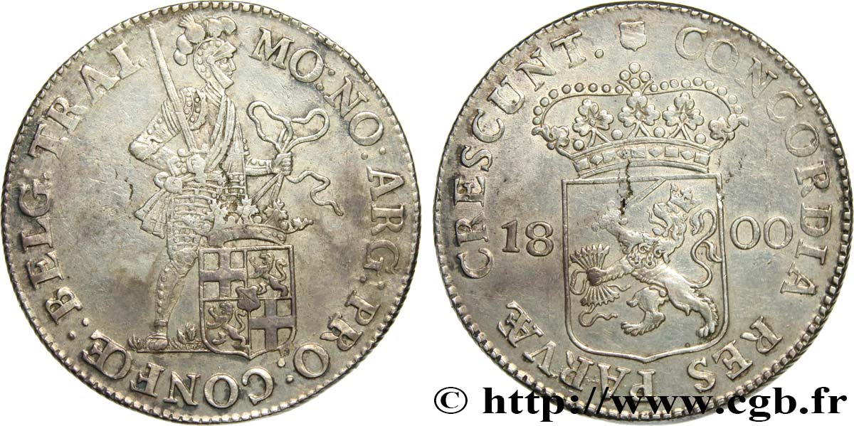 NETHERLANDS - BATAVIAN REPUBLIC Ducat d’argent ou Risksdaler 1800 Utrecht AU 