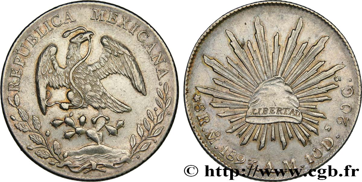 MEXICO 8 Reales 1893 Mexico AU 