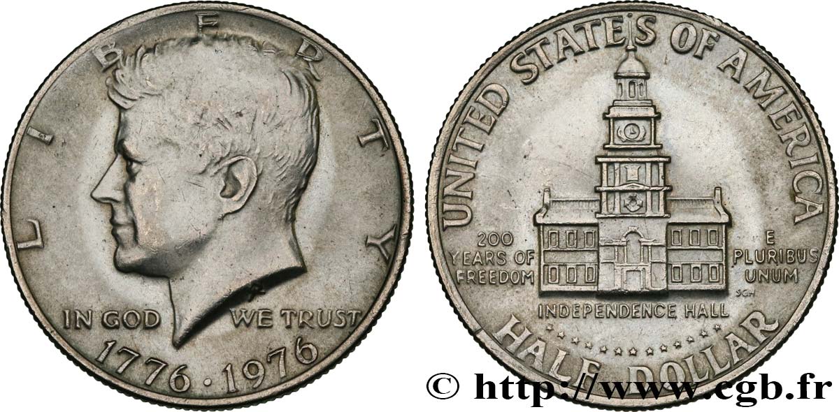 VEREINIGTE STAATEN VON AMERIKA 1/2 Dollar Independence Hall bicentennaire 1976 Philadelphie VZ 