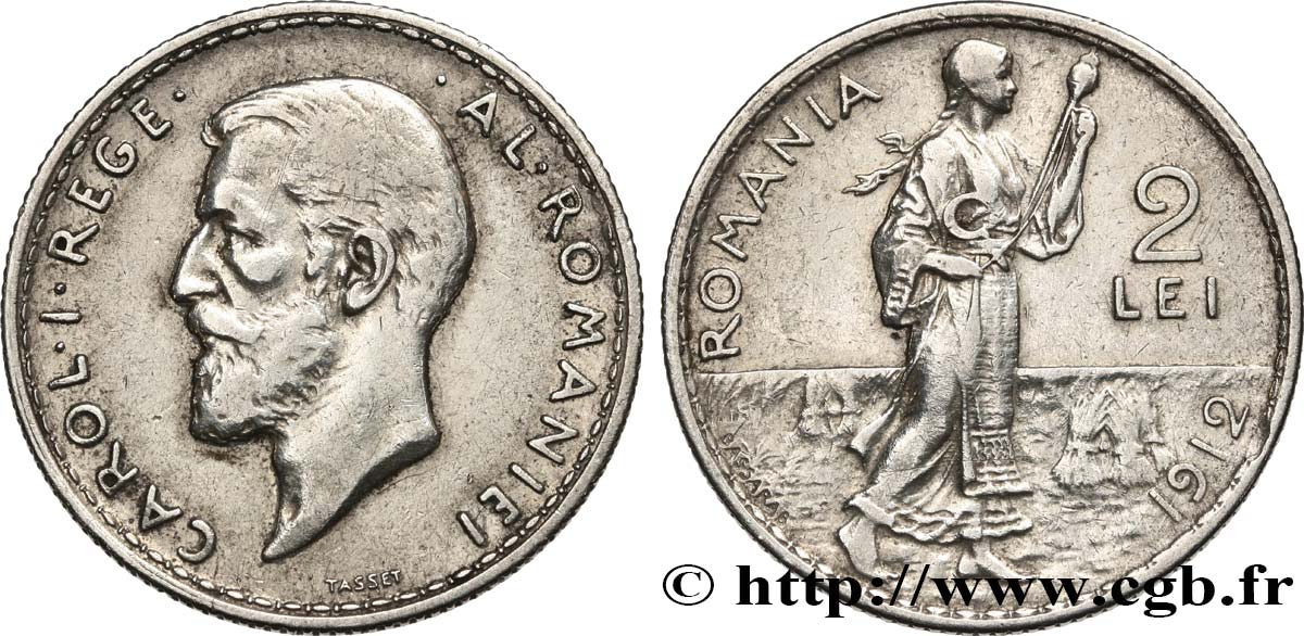 ROMANIA 2 Lei Charles Ier 1912  BB 