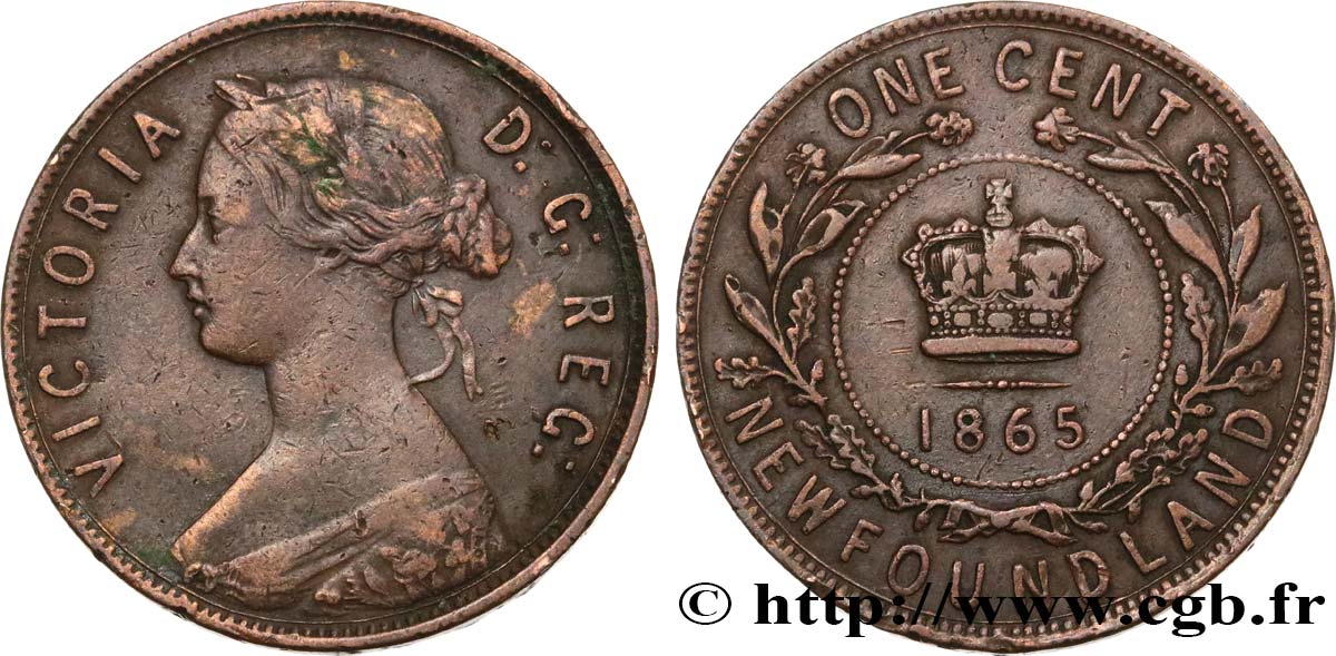 TERRANOVA 1 Cent Terre Neuve Victoria 1865  q.BB 
