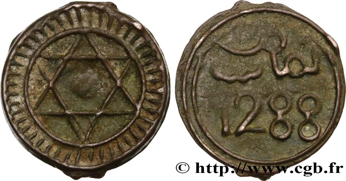 MAROCCO 4 Falus AH 1288 (1871) Marrakech BB 