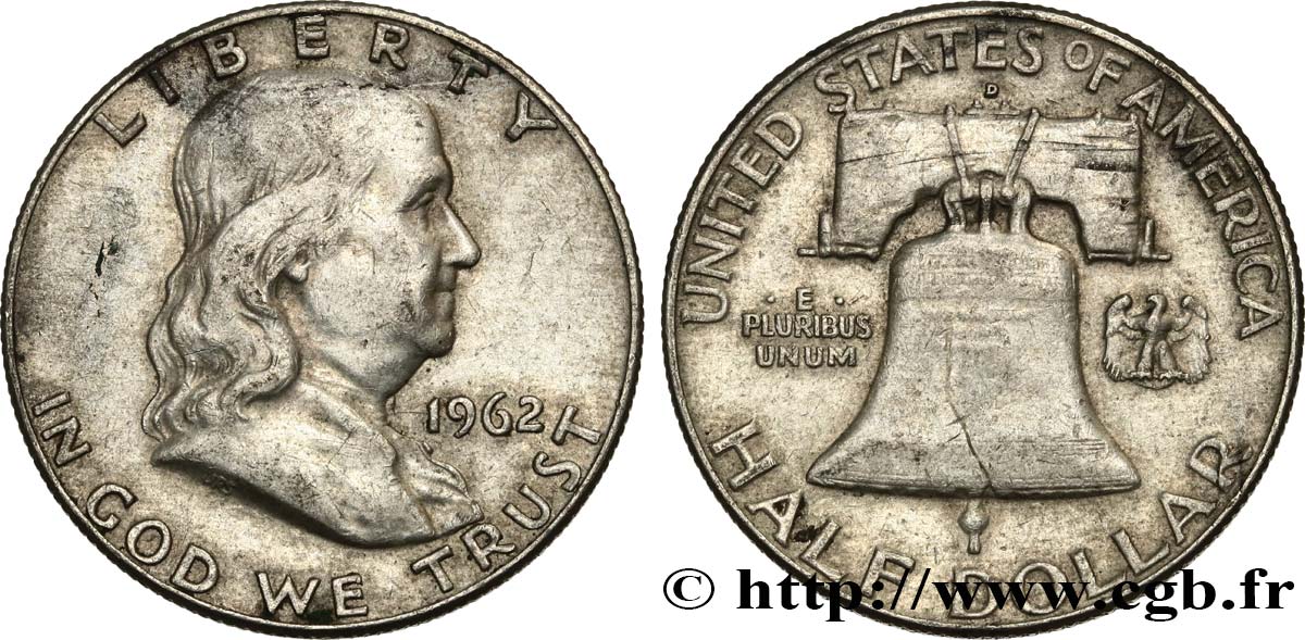 STATI UNITI D AMERICA 1/2 Dollar Benjamin Franklin 1962 Denver BB 