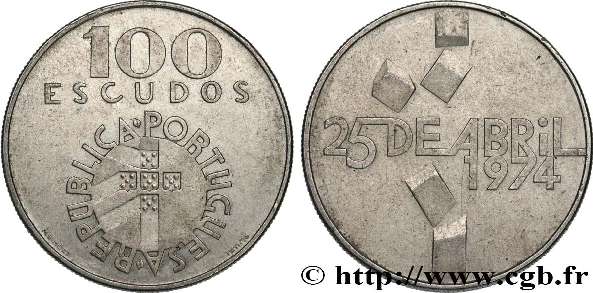 PORTUGAL 100 Escudos 2e anniversaire révolution des oeillets 1976  fVZ 