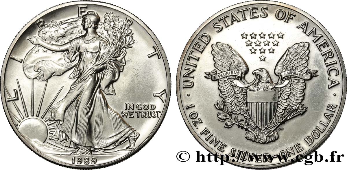 STATI UNITI D AMERICA 1 Dollar type Silver Eagle 1989 Philadelphie SPL 