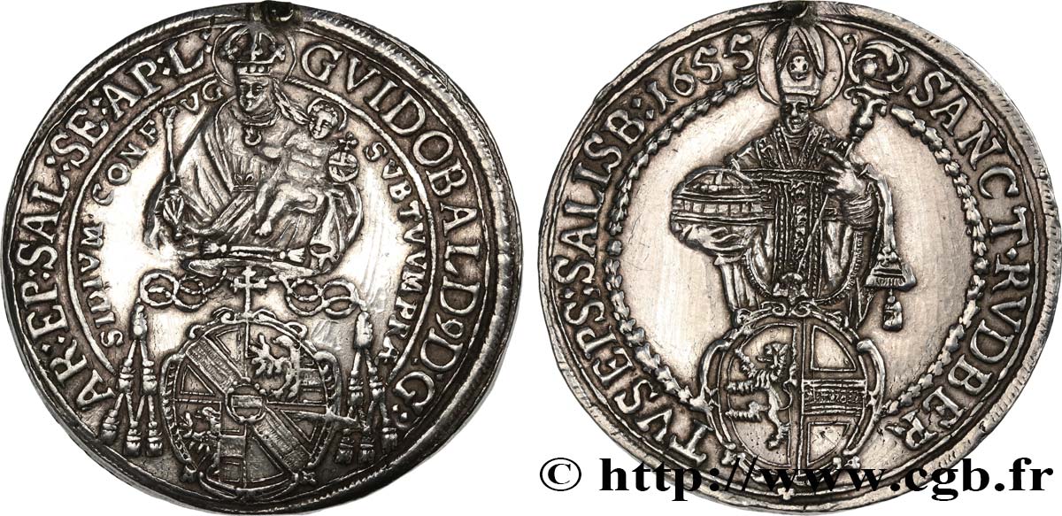 AUSTRIA - ARCHBISCHOP OF SALZBURG - GUIDOBALD VON THUN Thaler 1655 Salzbourg MBC+ 