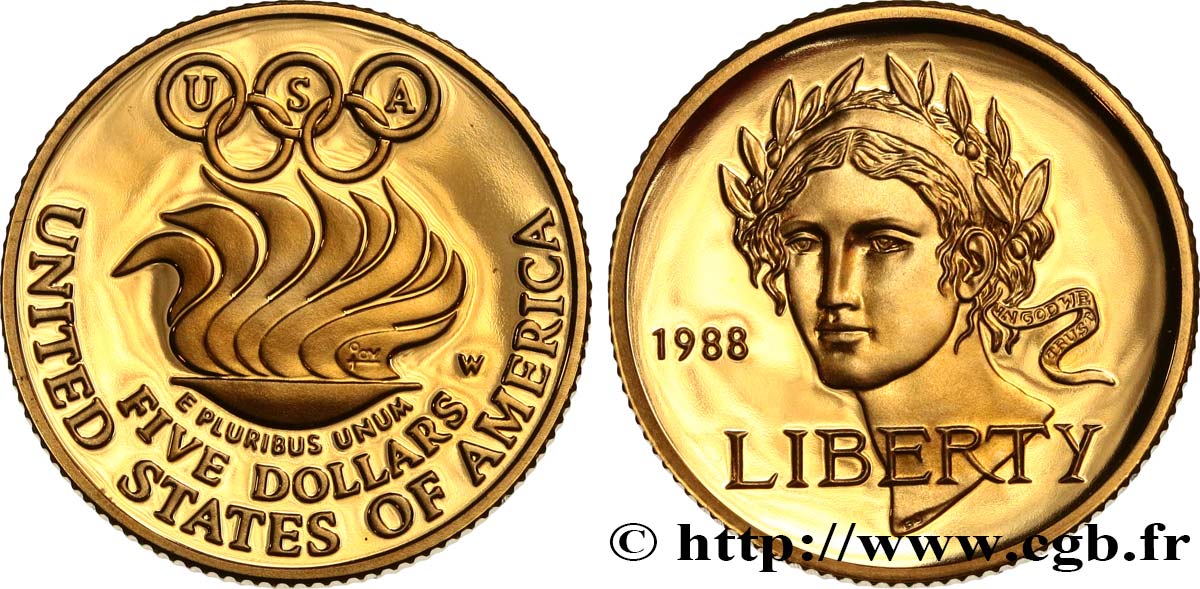 ÉTATS-UNIS D&nbsp;AMÉRIQUE 5 Dollars Proof JO de 1988 1988 West Point SPL 