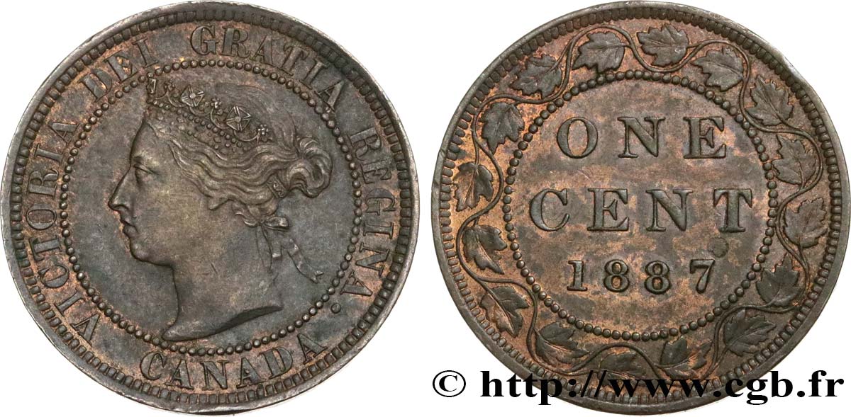 CANADA 1 Cent Victoria 1887  AU 