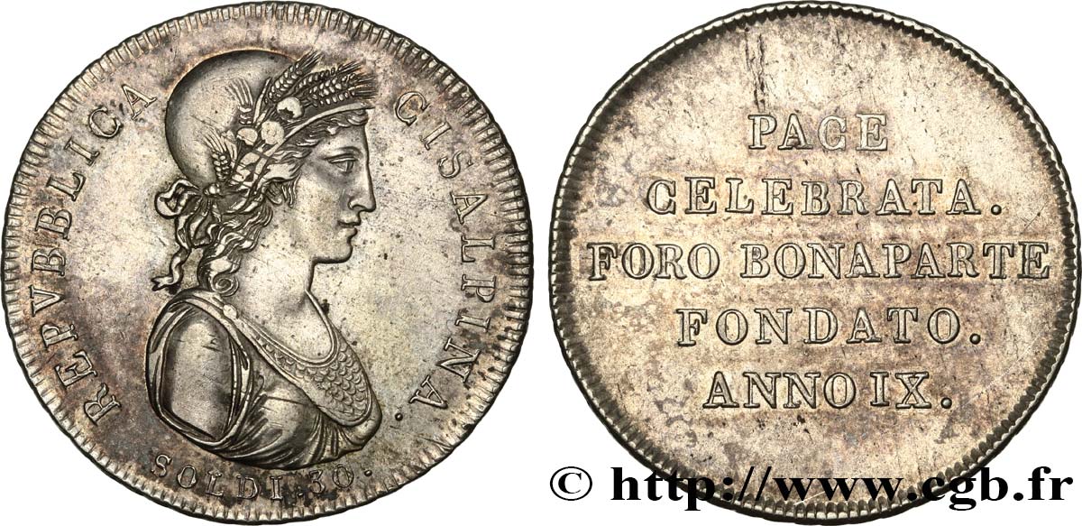 ITALIA - REPUBBLICA CISALPINA 30 soldi an IX (1801) Milan BB 