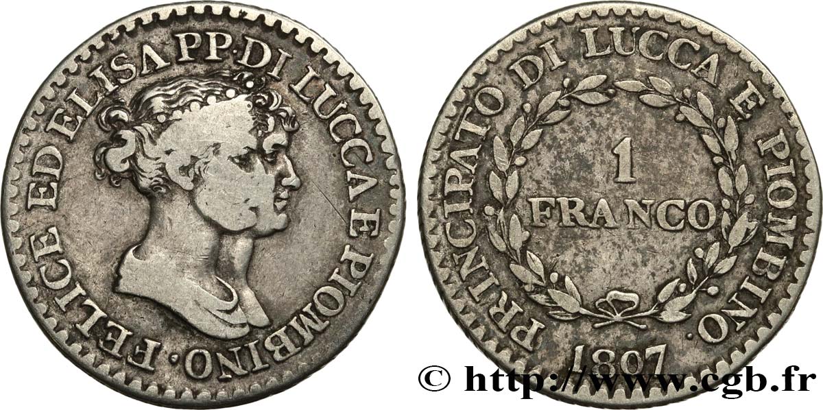 ITALY - LUCCA AND PIOMBINO 1 Franco 1807 Florence VF/AU 