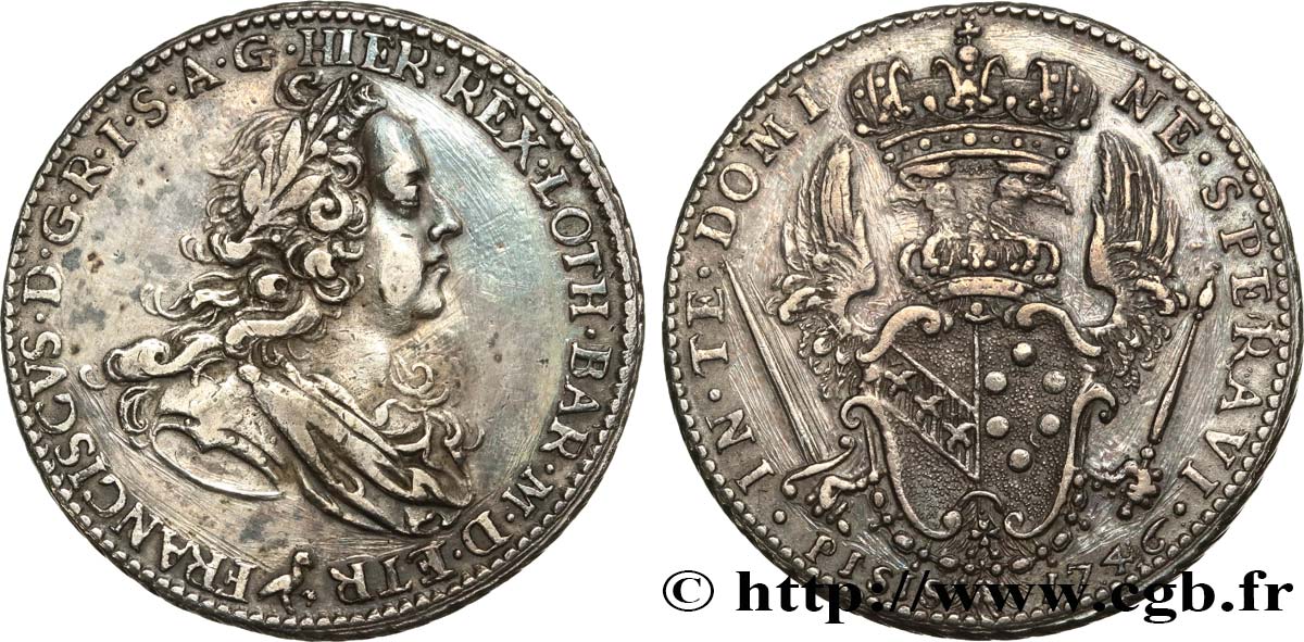 ITALY - TUSCANY 1/2 Francescone (5 Paoli) Grand-Duc François II 1746 Pise XF 