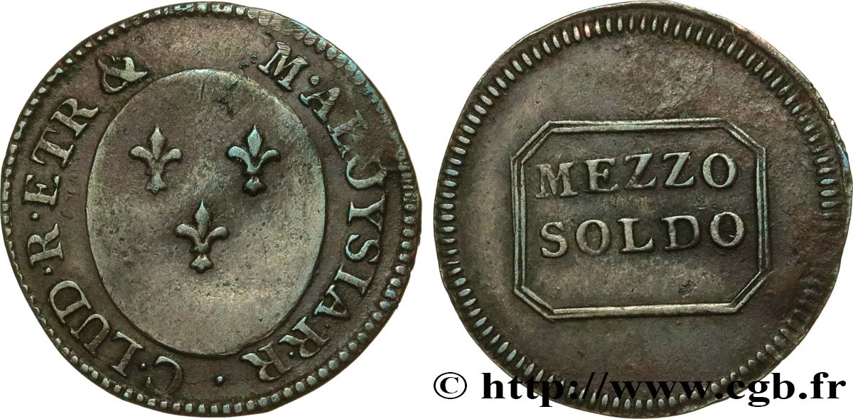 ITALY - KINGDOM OF NAPLES 1/2 Soldo N.D. (1804-1805) Florence XF 