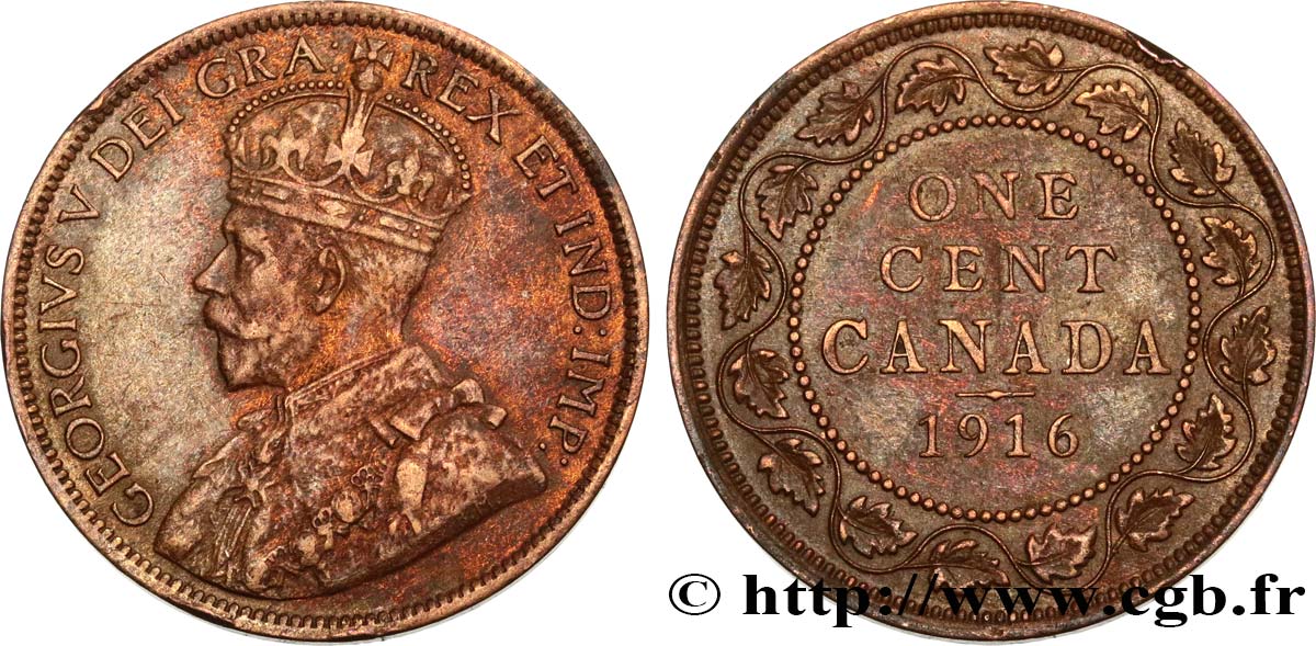 CANADA 1 Cent Georges V 1916  AU/AU 