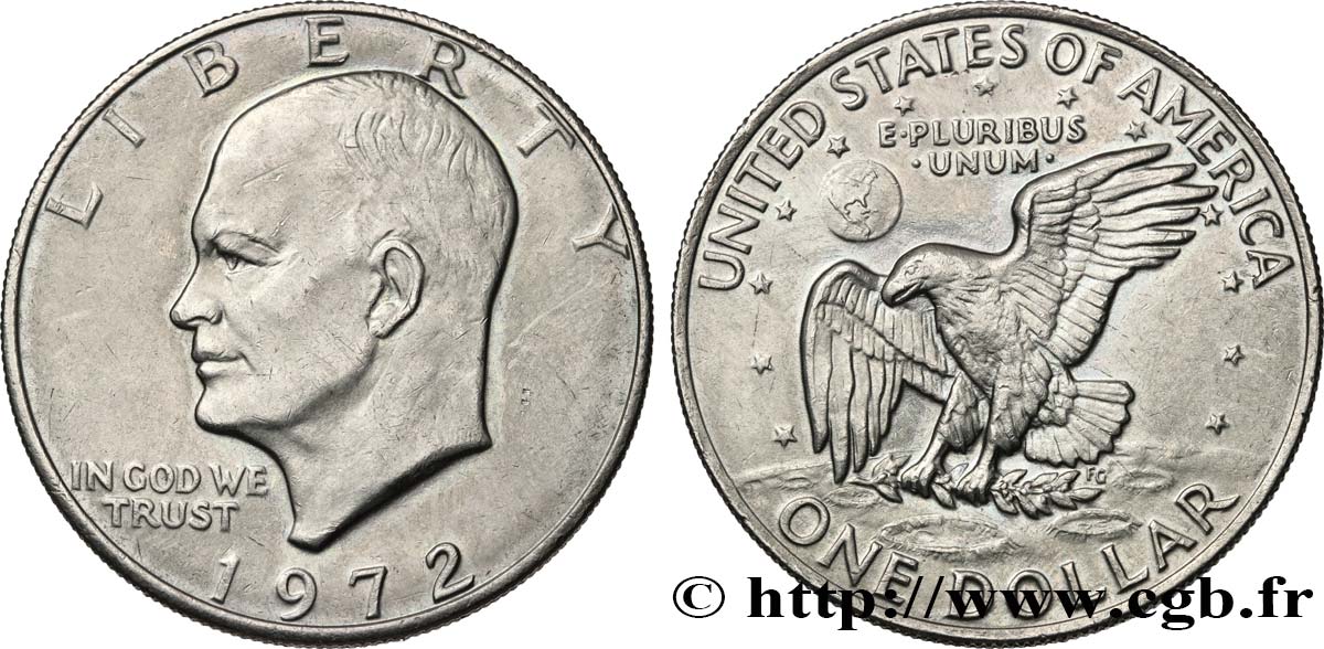 ÉTATS-UNIS D AMÉRIQUE 1 Dollar Eisenhower 1972 Philadelphie SUP 