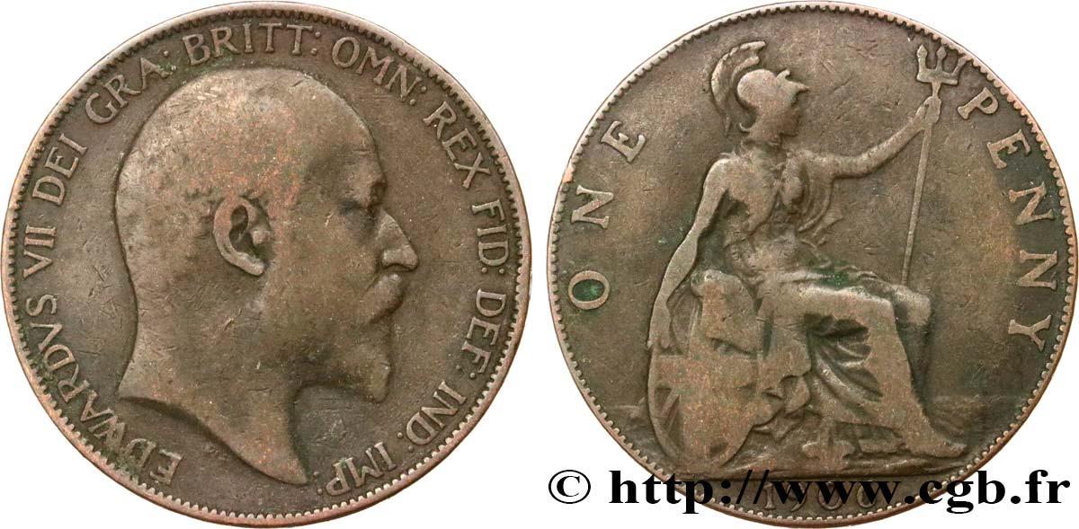 UNITED KINGDOM 1 Penny Edouard VII 1906  VF/XF 