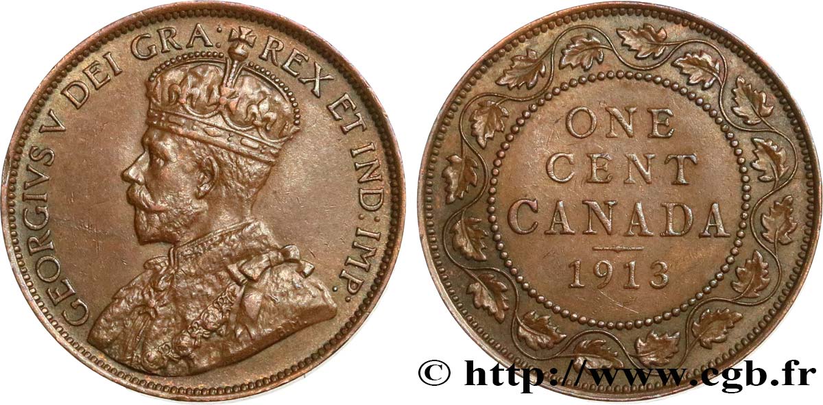 CANADA 1 Cent Georges V 1913  TTB+ 