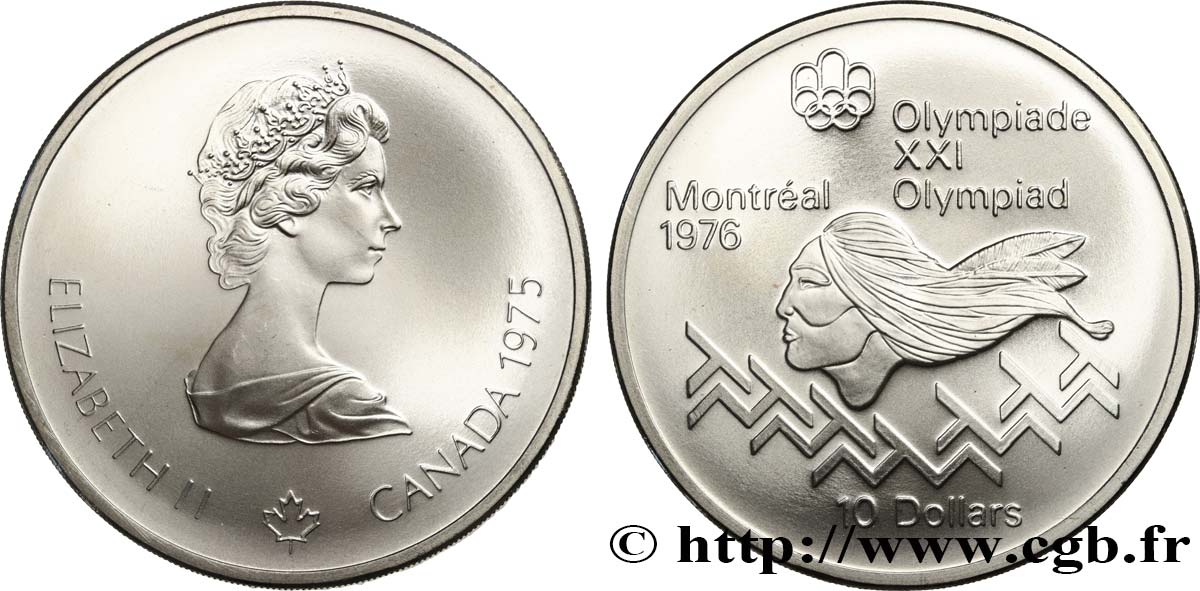 KANADA 10 Dollars JO Montréal 1976 saut d’obstacles hommes / Elisabeth II 1975  ST 