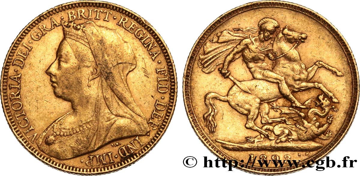 GOLD, PALLADIUM & PLATINUM INVESTMENT 1 Souverain “Old Head” Victoria 1893 Londres XF 