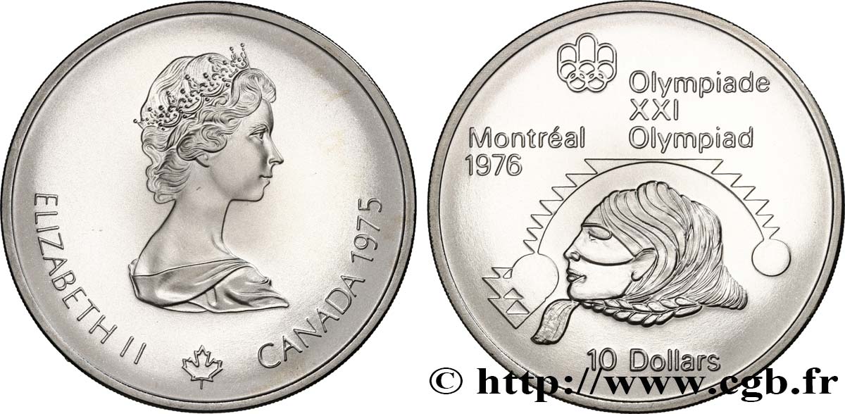 CANADA 10 Dollars JO Montréal 1976 lancer de poids femmes 1975  MS 