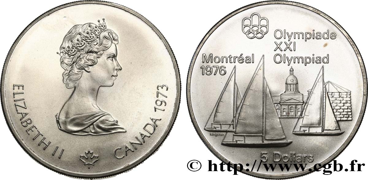 KANADA 5 Dollars JO Montréal 1976 voiliers 1973  ST 