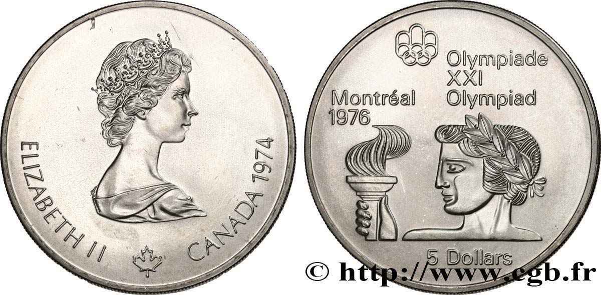 CANADá
 5 Dollars JO Montréal 1976 torche olympique 1974  FDC 