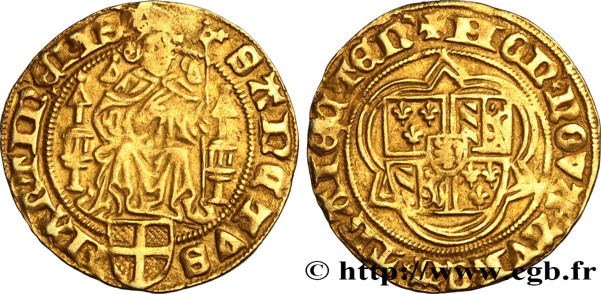 NETHERLANDS - BISHOPRIC OF UTRECHT - DAVID OF BURGUNDY Florin d’or au saint Martin n.d. Utrecht XF 