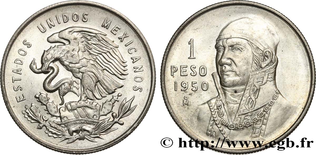 MEXIQUE 1 Peso Jose Morelos y Pavon 1950 Mexico SUP 