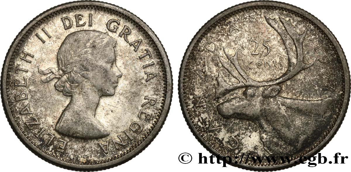 CANADA 25 Cents 1957  TTB 