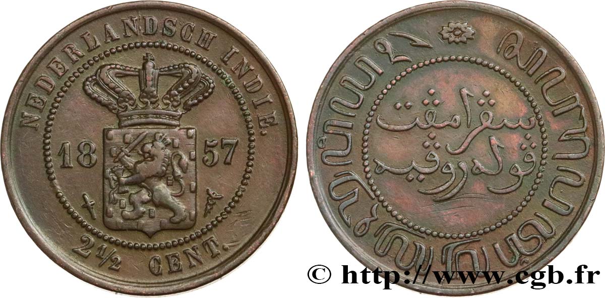INDES NEERLANDAISES 2 1/2 Cents 1857 Utrecht TTB 