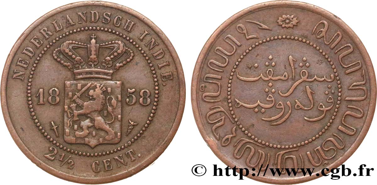 INDIAS NEERLANDESAS 2 1/2 Cents 1858 Utrecht MBC 