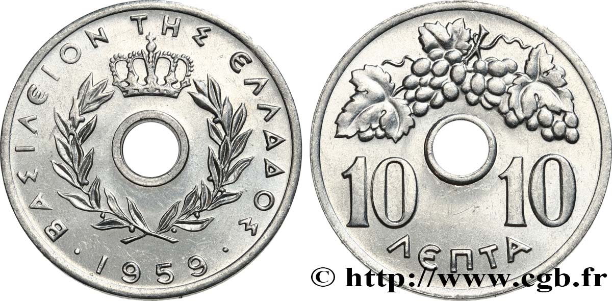 GREECE 10 Lepta 1959  MS 