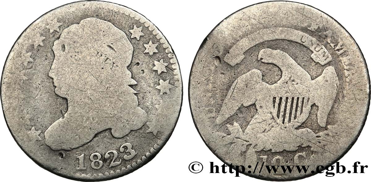 UNITED STATES OF AMERICA 1 Dime type “capped bust” 1823 Philadelphie VG 