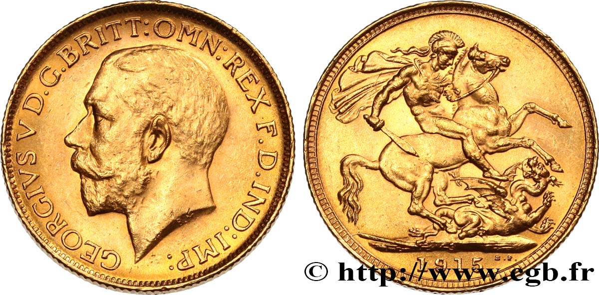 INVESTMENT GOLD 1 Souverain Georges V 1915 Sydney fST 