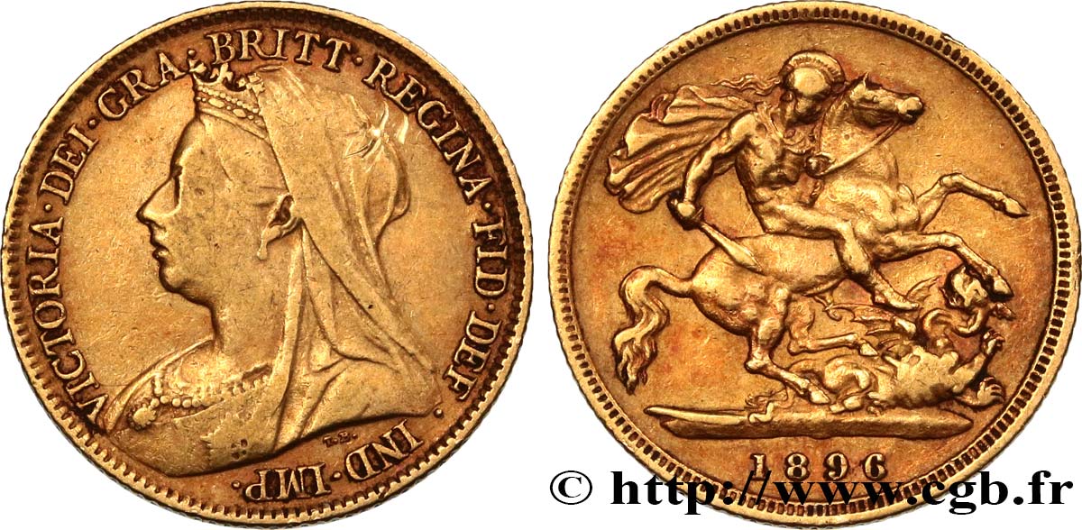 INVESTMENT GOLD 1/2 Souverain Victoria 1896 Londres BC+ 