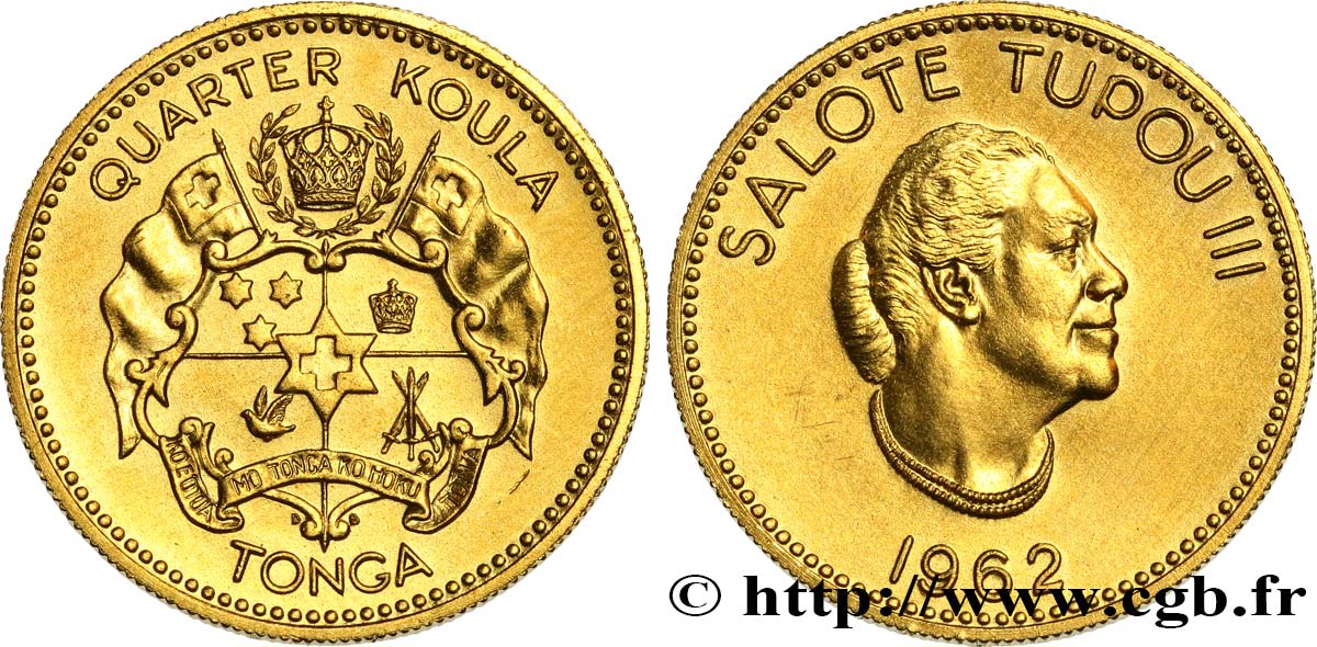 TONGA 1/4 Koula reine Salote Tupou III 1962  AU 