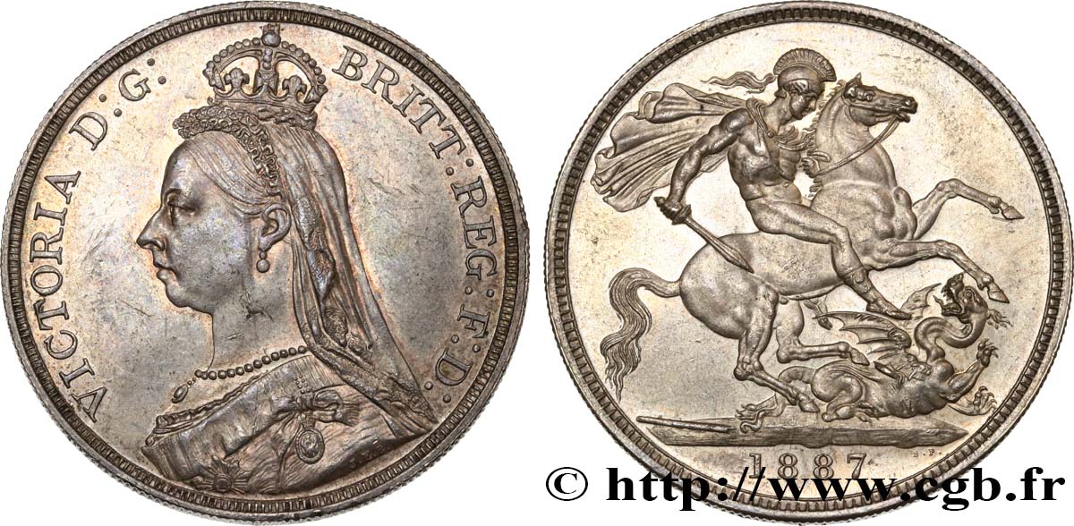 GROßBRITANNIEN - VICTORIA 1 Crown buste du jubilé 1887  VZ/fST 