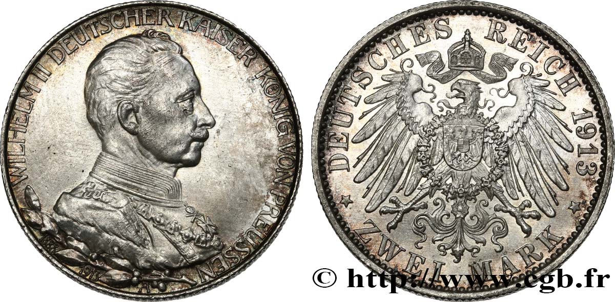 Germany Prussia 3 Mark 25e Anniversaire De Regne De Guillaume Ii 1913 Berlin Fwo World Coins