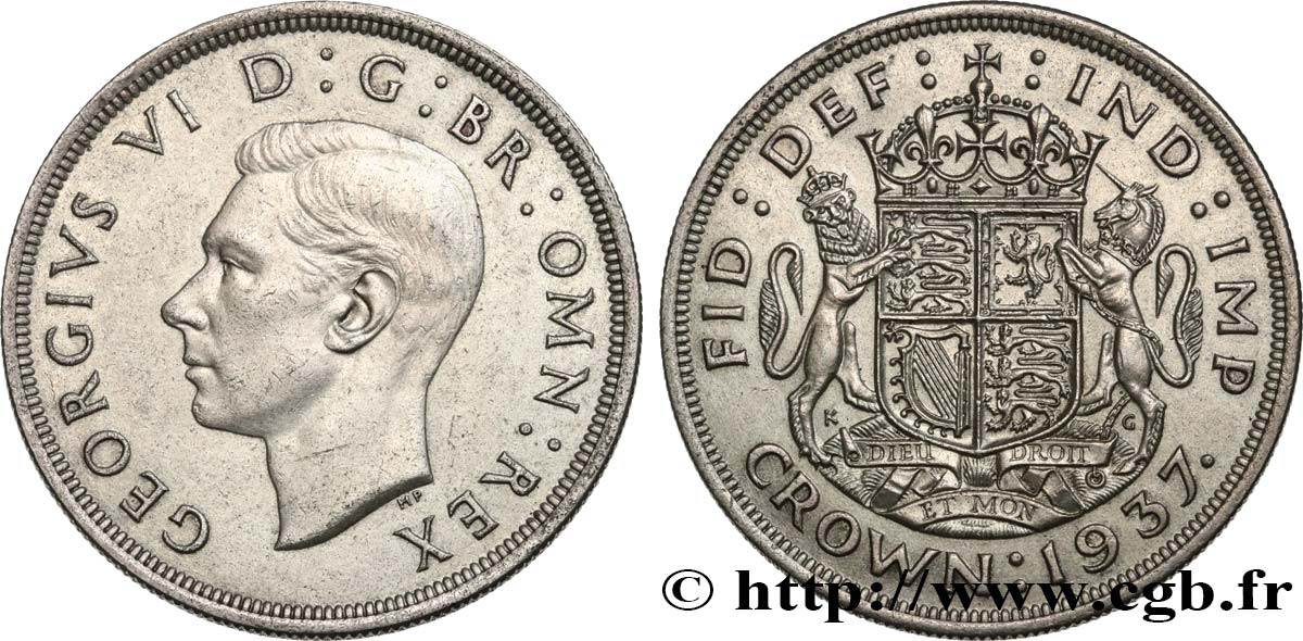 UNITED KINGDOM 1 Crown Georges VI 1937  AU/AU 