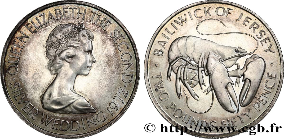 ISLA DE JERSEY 2 Pounds 50 Pence noces d’argent 1972  SC 
