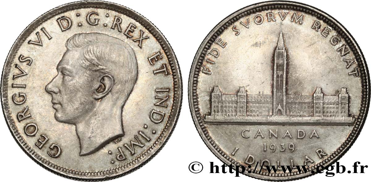 KANADA 1 Dollar Georges VI - visite royale au parlement 1939  fST 