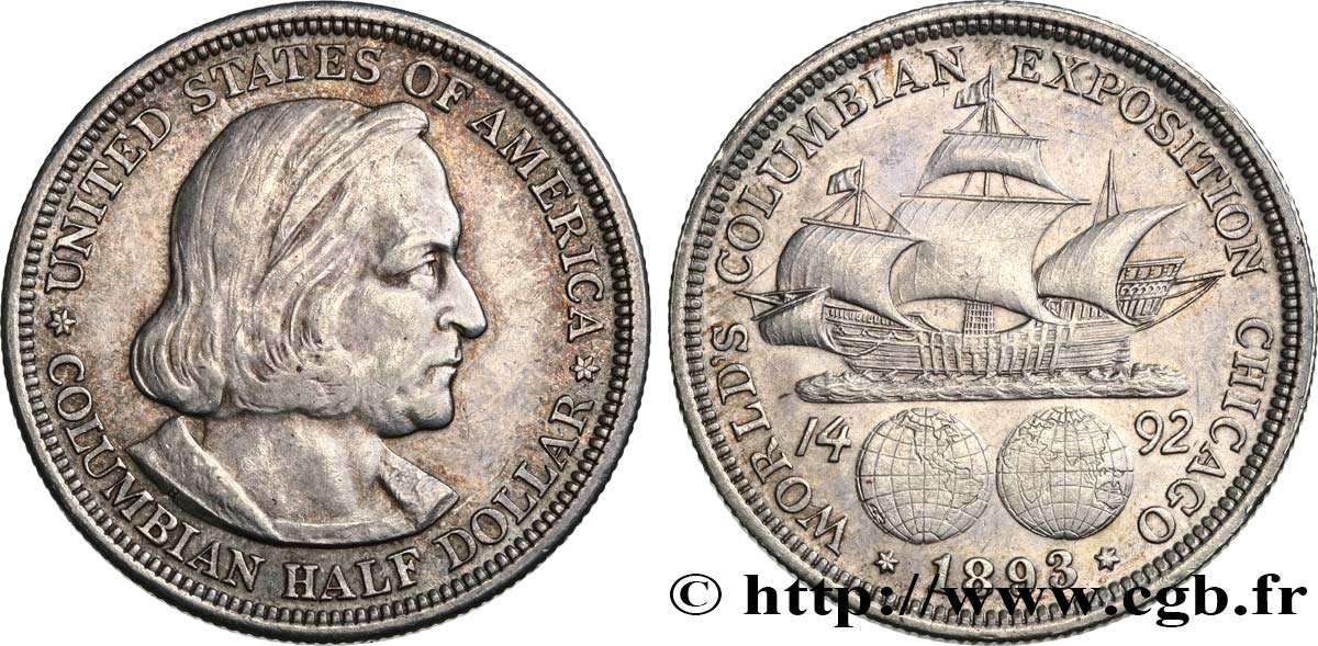 UNITED STATES OF AMERICA 1/2 Dollar Exposition Colombienne de Chicago 1893 Philadelphie AU 